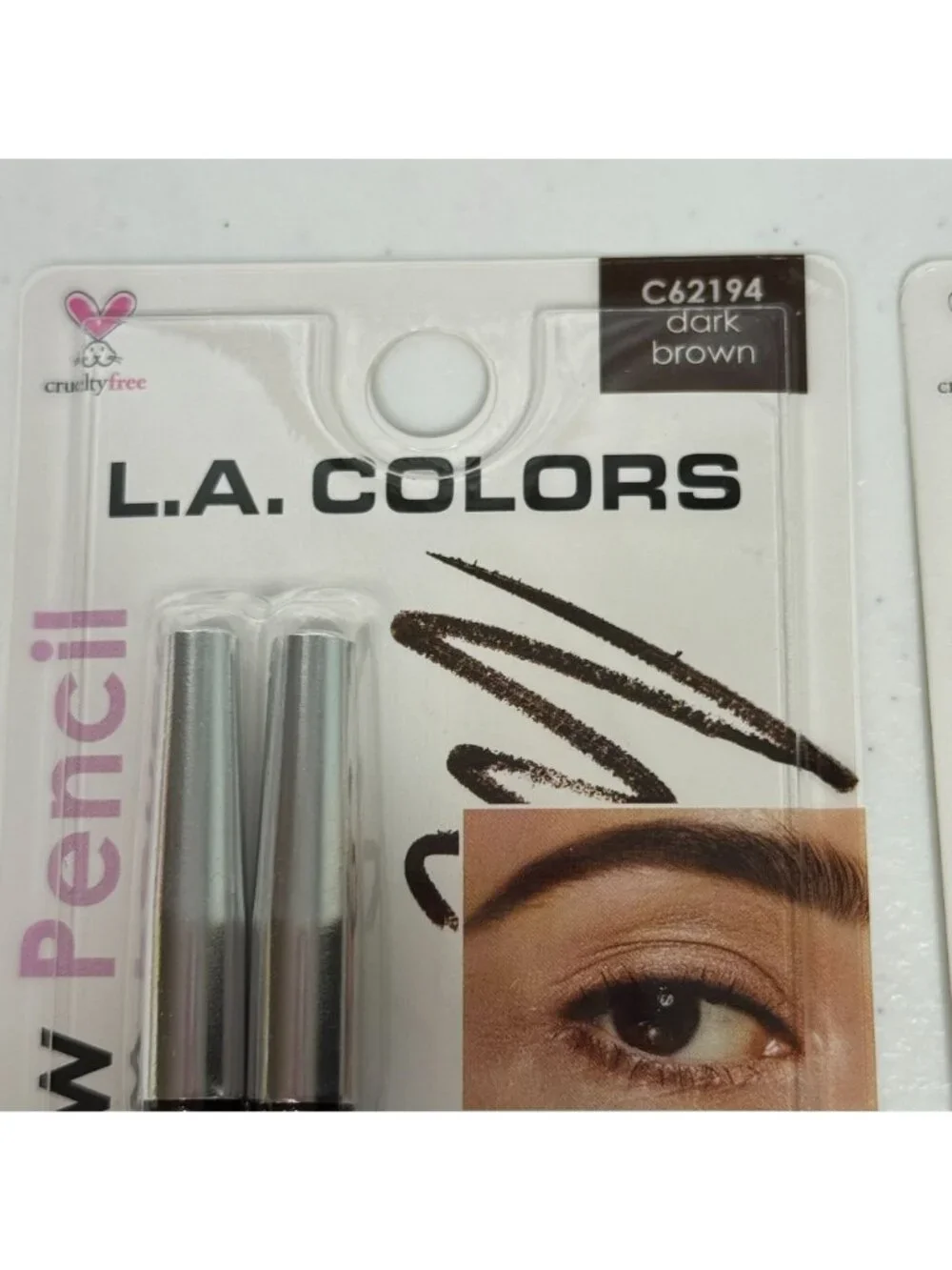 LA Colors Eyeliner Brow Pencil Dark Brown 2 Pack Sharpener Included C62194